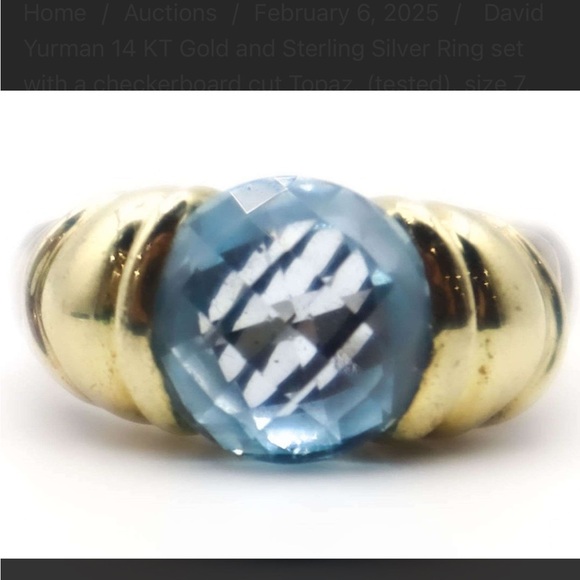 David Yurman Capri Blue Topaz Sterling Silver & 14K gold ring - Picture 2 of 11